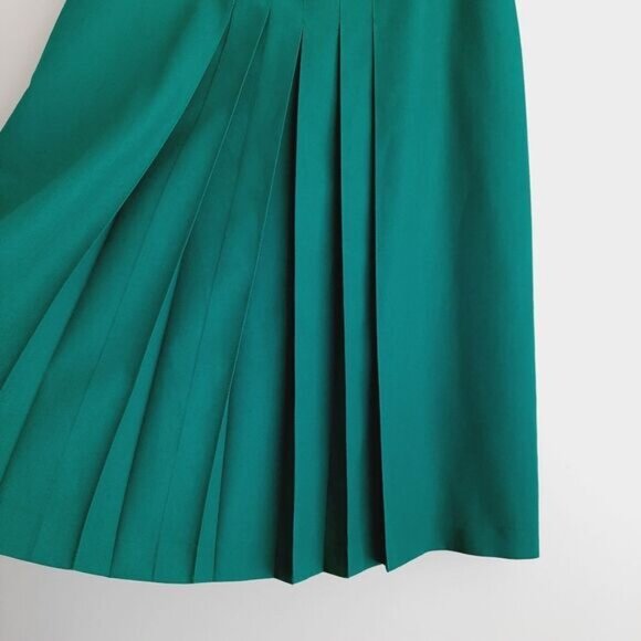 Vintage PANTMAN Pleated Front Long Midi Skirt Green Sz M - Picture 6 of 14
